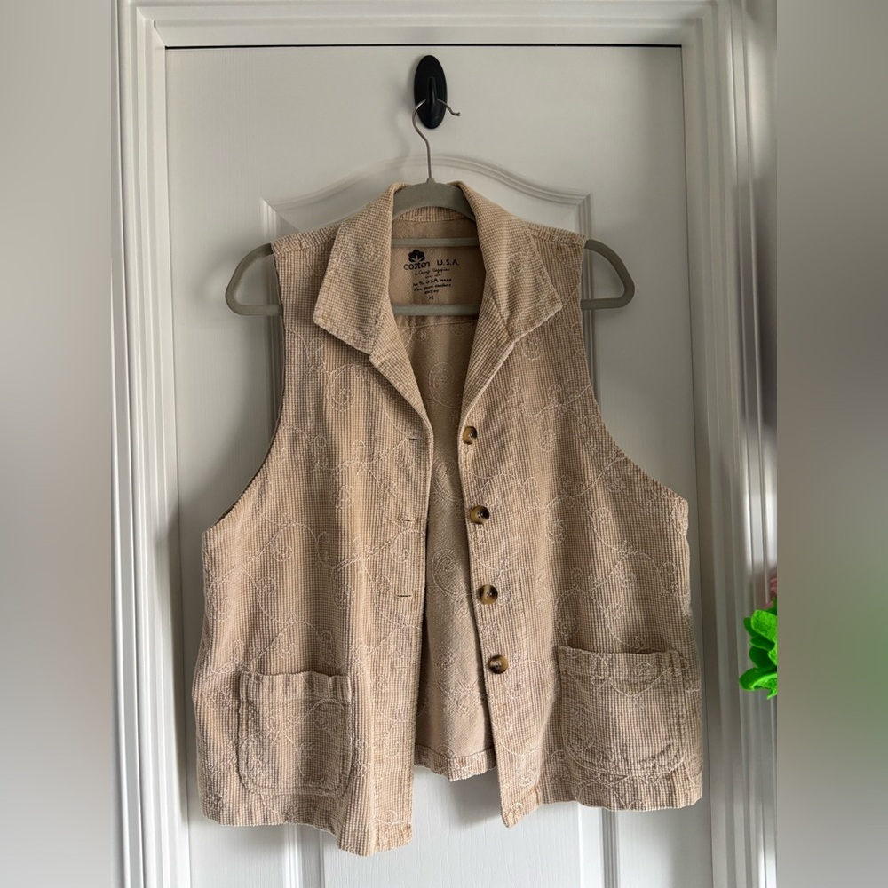 Vintage George Hagopian Cotton USA beige Vest 100% cotton